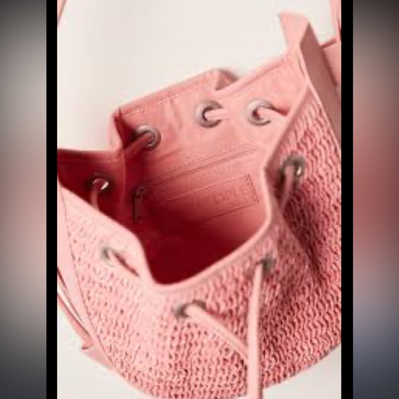 FREE PEOPLE CROSSBODY CABANA BAG IN VINTAGE PINK W/SOFT LEATHER DETAILS NWOT - Picture 2 of 8